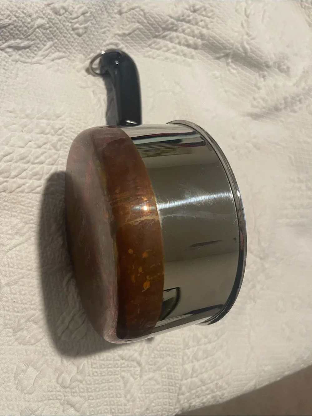 Stainless Steel Saucepan with Black Handle Copper Bottom RevereWare 1Qt No lid